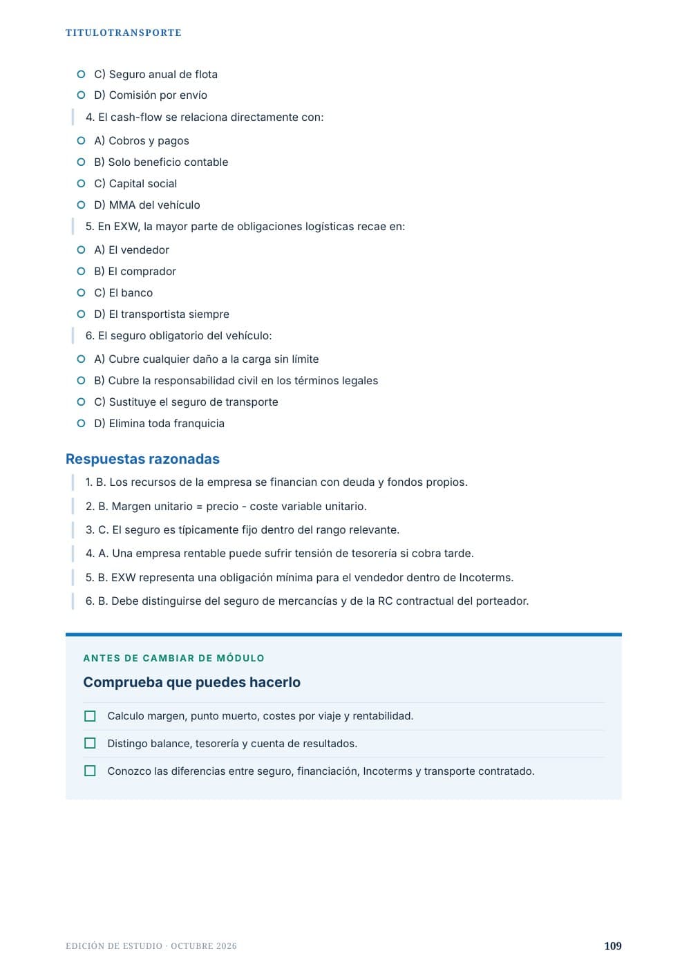 Preguntas de control y checklist del manual complementario en PDF